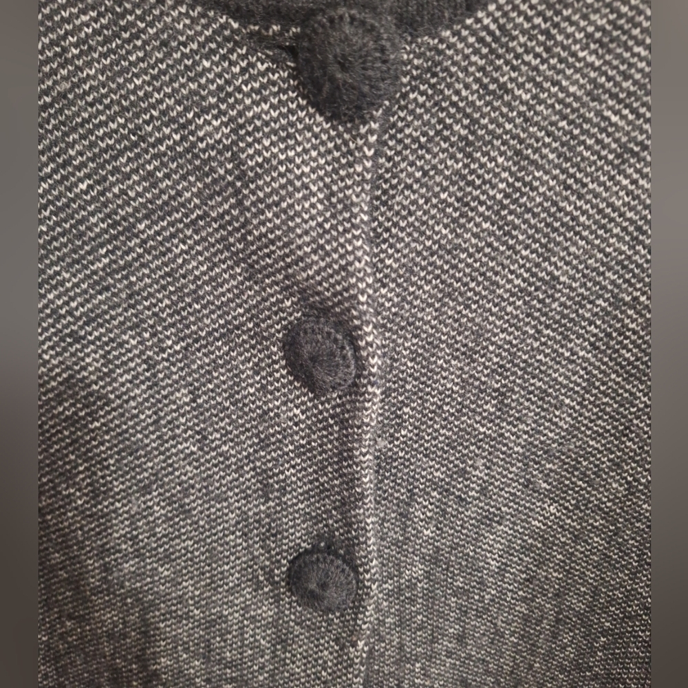 Vintage Isabella Bird Herringbone Knit Cardigan Sweater - L - Gray - Picture 4 of 7